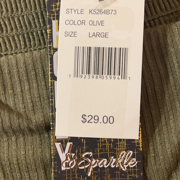 Honey & Sparkle Olive Green Button Front Cami Tank Top L - Picture 6 of 6